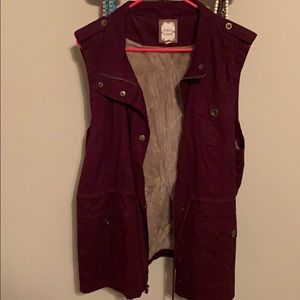 Maroon fur lined vest